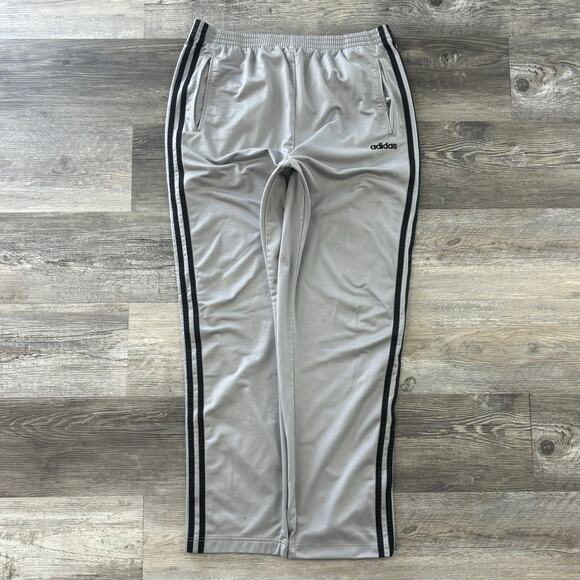 Vintage Y2K Adidas Gray Black 3 Striped Mens L Break Away Track‎ Pants Tear Away - Picture 1 of 13